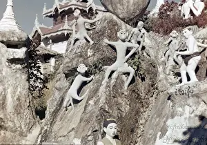 Moulmein Prints: Balancing rock and statues - Moulmein