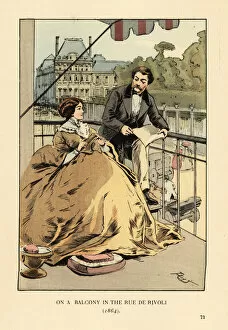 Images Dated 16th July 2019: On a balcony in the rue de Rivoli, Paris, 1864