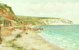 Swanage Prints: Ballard Beach, Swanage, Dorset