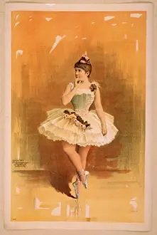 Ballerina in white costume with flowers in dance pose