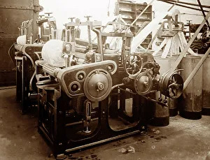 Balling machine in a woollen mill in Bradford