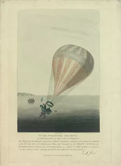 1810 Collection: Balloon descending into Bristol Channel