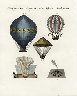 Bilderbuch Prints: Balloon and parachute pioneers, 18th century