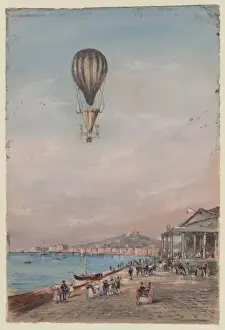 Propellers Prints: Balloon with parachute and propellers, associated with Franc