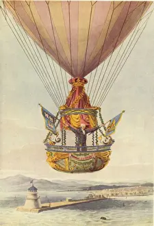 Lighthouse Prints: Ballooning, James Sadler over the Lighthouse, Dublin