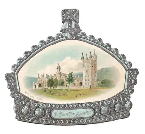 Encrusted Prints: Balmoral Castle on a crown-shaped Christmas card