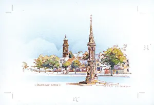 Banbury Prints: Banbury Cross Landscape scene England Watercolour