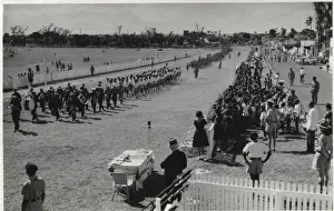 Drummer Prints: Band of boy scouts marching at a rally, Mauritius