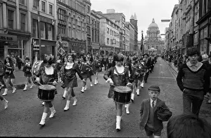 Band and Orangemen on parade, Belfast, Northern Ireland