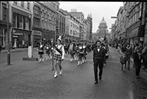 Sectarian Prints: Band and Orangemen on parade, Belfast, Northern Ireland