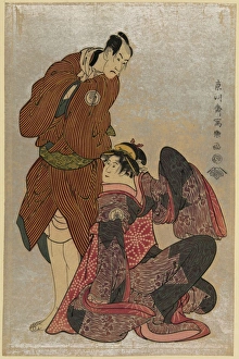 Bando Hikosaburo III in the role of Obi-ya Choeimon and Iwai Bando Hikosaburo III in the role of Obi-ya Choeimon and Iwai