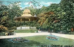 Flowerbeds Prints: Bandstand at Oak Hill Park, Accrington, Lancashire. Date: circa 1909