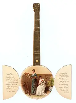 Banjo Prints: Banjo on a Victorian New Year scrap