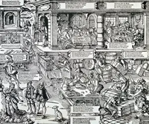 Bank, Economy and Trade, German engraving of
