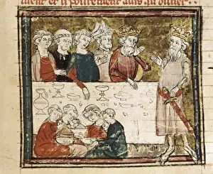 Grandes Prints: Banquet. Illustration from Grandes Chroniques