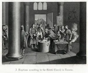 Baptism Prints: A Baptism according to the Greek Church in Russia