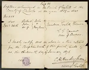 Hand Written Prints: Baptism Note 1876