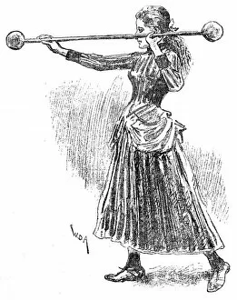 Images Dated 22nd December 2004: Bar-bell exercise at a Gymnasium, London, 1888
