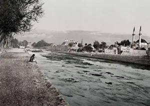 Judaism Prints: Barada river, city of Damascus Syria