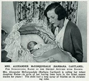 Images Dated 1st February 2017: Barbara Cartland with newborn daughter, Raine