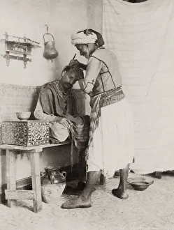 Device Prints: Barber cutting hair, Algeria