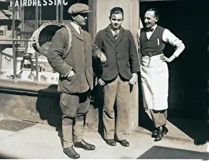 Bakery Prints: Barber and two passing gentlemen having a chat