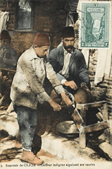 Adana Gallery: A barber sharpens his razors - Adana, Turkey