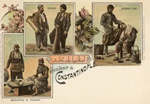 Fishmonger Prints: Barber, Water Carriers, Fishmonger, Istanbul, Turkey