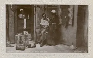 Shaving Prints: Barbers Shop in the street in Egypt