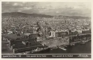Water Front Prints: Barcelona, Catelonia, Spain - View over the city