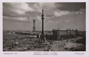 Cataluna Prints: Barcelona, Spain, Columbus Monument and Old Customs Building