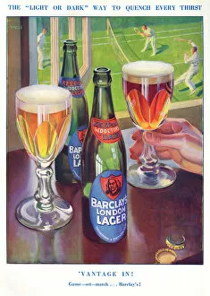 Glasses Collection: Barclays London Lager advertisement with tennis