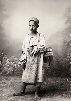 Barefoot shoeshine boy, North Africa, possibly Egypt c.1880s Barefoot shoeshine boy, North Africa, possibly Egypt c.1880s