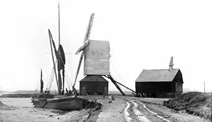Barge and windmill, Walton-on-the-Naze, Essex