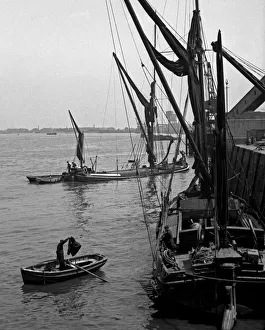 Barges on Londons River Thames at Woolwich