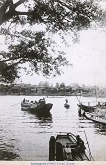 Tokyo Prints: Barges on the Sumida River - Tokyo, Japan