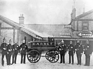 Barnet Collection: Barnet Voluntary Fire Brigade with manual horse pump