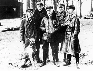 Albrecht Prints: Baron von Richthofen, German air ace, with colleagues, WW1