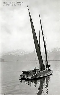 Peaks Prints: A Barque on Lac Leman (Lake Geneva), Switzerland