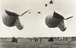 Cardington Prints: Barrage-Balloons Flying over Cardington, UK During the B?