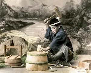 Woodwork Prints: Barrel maker, Japan
