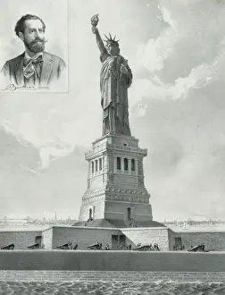 Bartholdi Prints: The Bartholdi Statue--Bedloes Island, New York Harbor--Pres