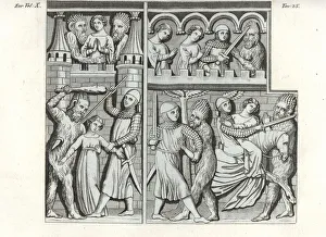 Surcoat Gallery: Third bas-relief of a 12th century sarcophagus
