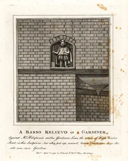 Antiquaries Prints: Bas-relief of a gardener on the wall of Mr. Holylands