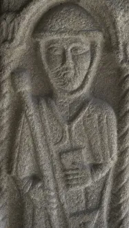 Bas Relief Prints: Bas-relief sculpture depicting a pilgrim. Mid-15th century