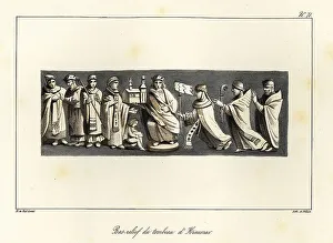 Bossange Prints: Bas-relief from the tomb of Hincmar (806-882), Archbishop of Rei