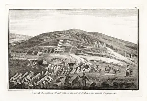 Mineralogy Prints: Basalt columns on Monte Rosso, Euganean Hills. Italy