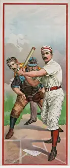Baseball Prints: Baseball player at bat, in front of catcher and umpire