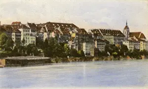 Dwellings Prints: Basel, Switzerland - riverside buildings (River Rhine)