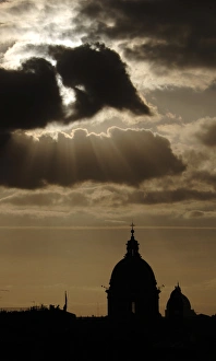 Ambrogio Gallery: Basilica of Carlo al Corso at sunset. Backlight. Rome